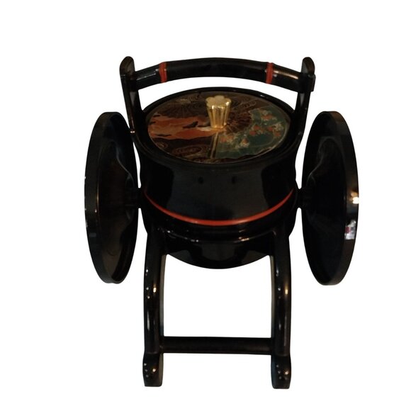 Japanese Rickshaw Carriage 3pc Jewelry Box Tea Caddy Or Serving Dish - Picture 5 of 9